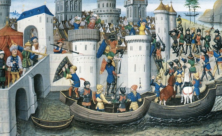 Взятие крестоносцами Константинополя в 1204 г. Миниатюра XV в.