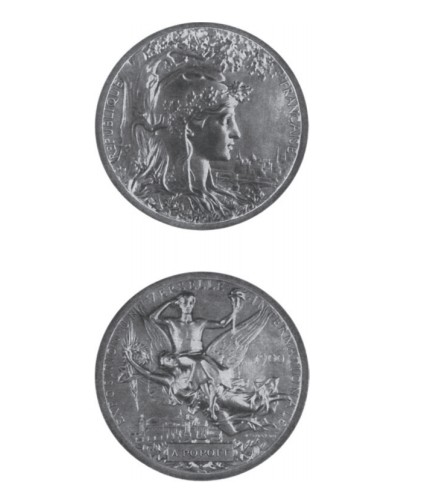 Золотая медаль, присужденная Попову на Всемирной выставке в Париже в 1900 году, и ее оборотная сторона
