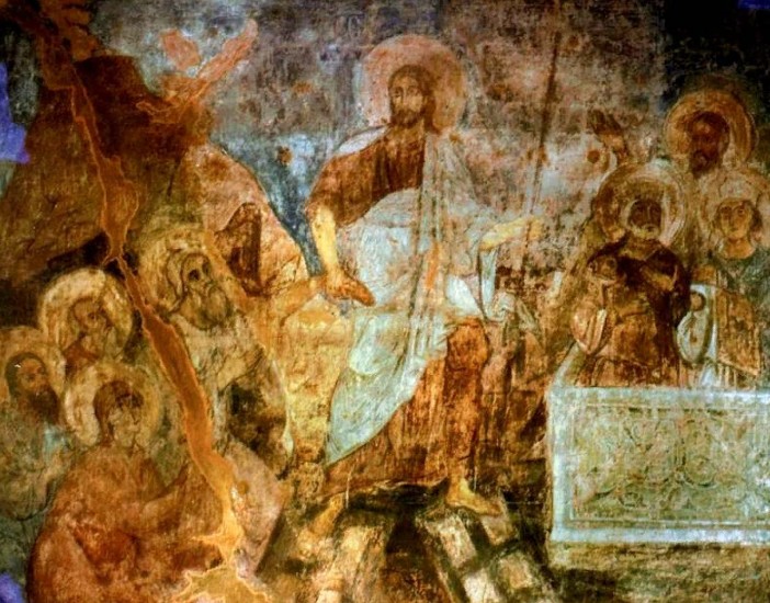 Сошествие в ад. Фреска Софийского собора в Киеве 