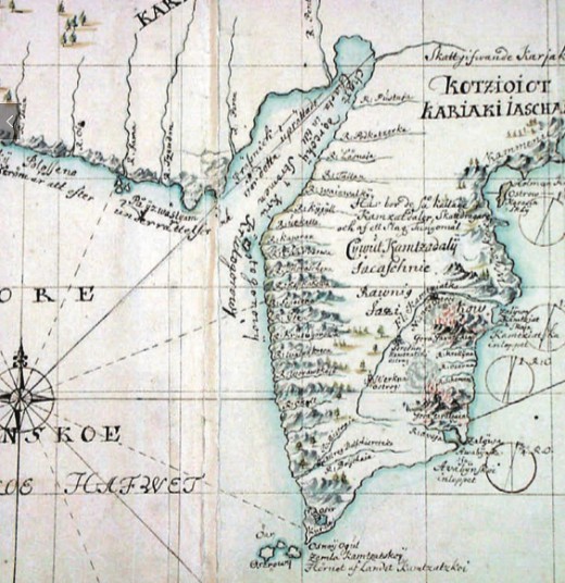 Карта Камчатки из экспедиции Беринга