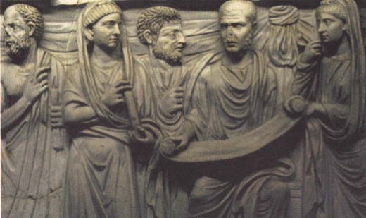 Философ (со свитком в руках) в окружении учениц и учеников. Саркофаг, 11 век до н.э.