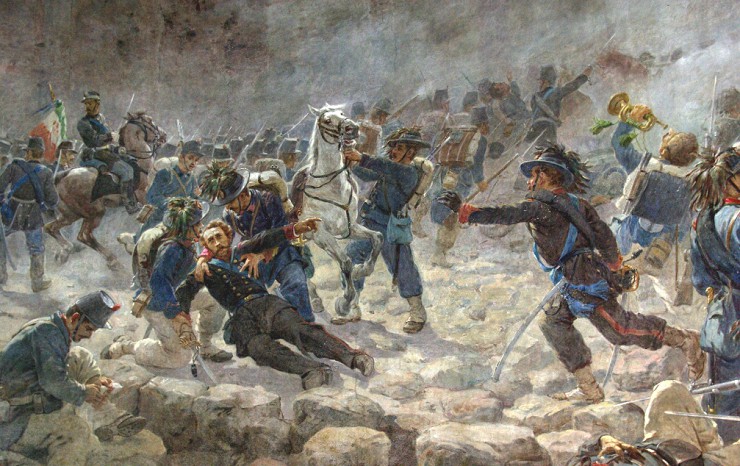 Битва у ворот Пия в Риме в 1870 г. Фрагмент фрески