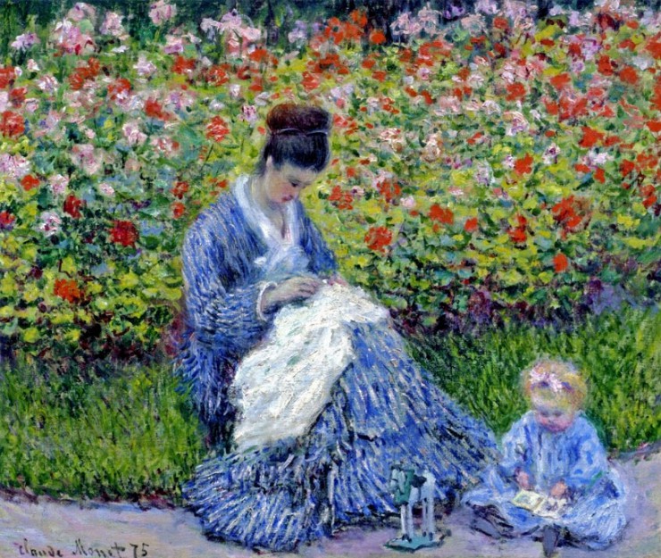 К. Моне. Мадам Моне с ребенком в саду в Аржантёе. 1875
