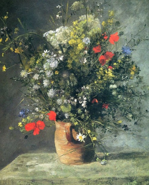 О. Ренуар. Цветы в вазе. 1866