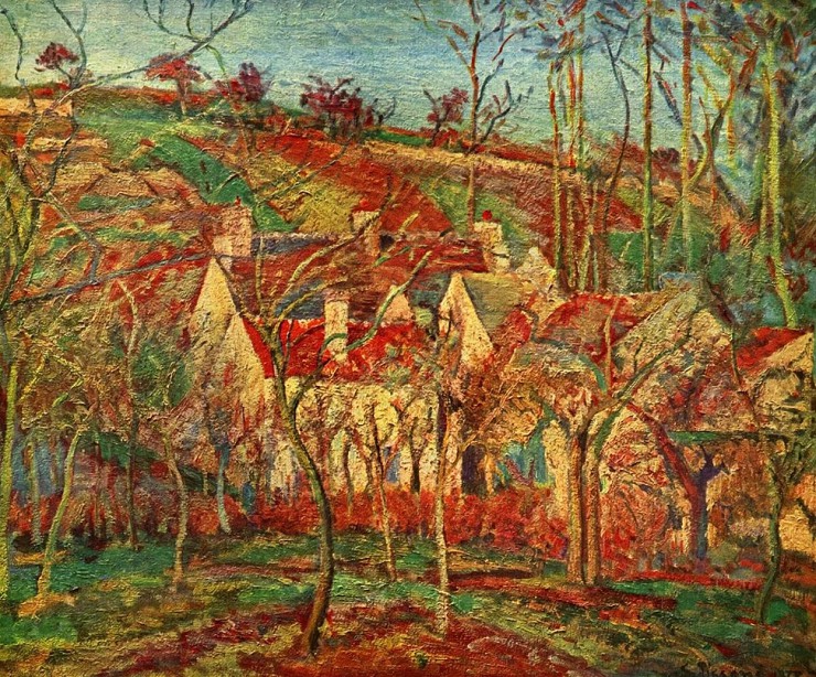 К. Писсарро. Красные крыши. Деревенский уголок зимой. 1877
