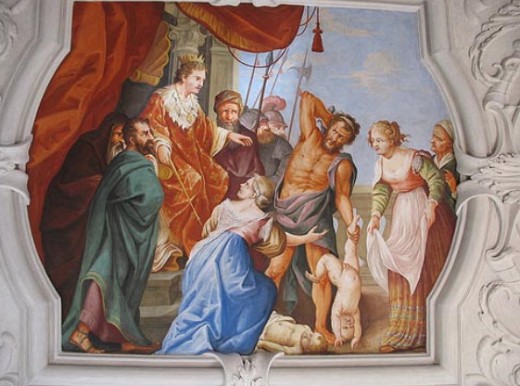 Суд Соломона. Фреска в церкви в Австрии