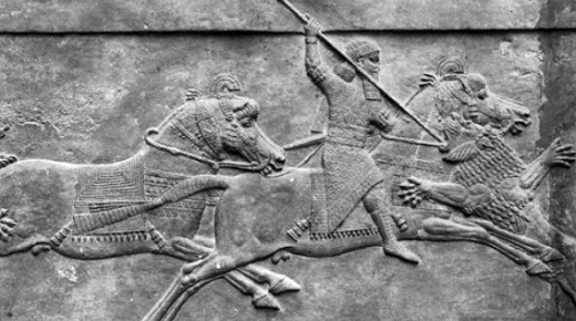 Ашшурбанапал охотится на львов. Рельеф из Ниневии. Британский музей, Лондон