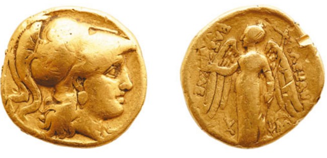 Древняя греческая монета с изображением Александра Македонского
