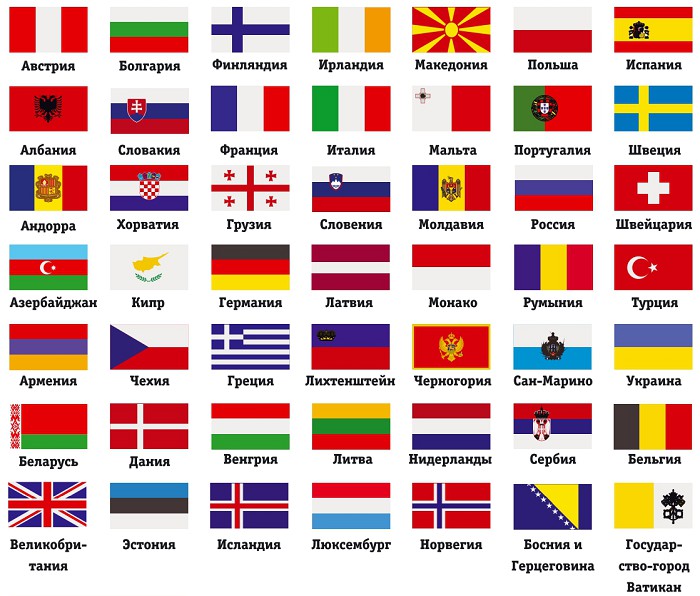Флаги государств Европы