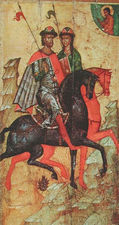 Князья Борис и Глеб на конях. Неизвестный иконописец. Вторая половина XIV в.