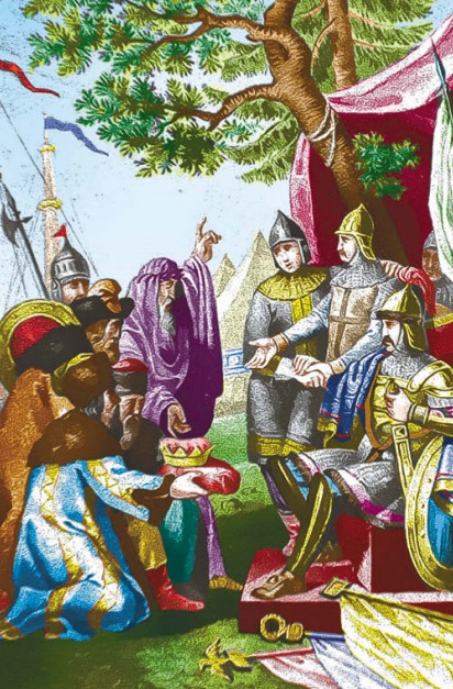 Рюрик, Синеус и Трувор принимают славянских послов, призывающих их на княжение. 862 г.