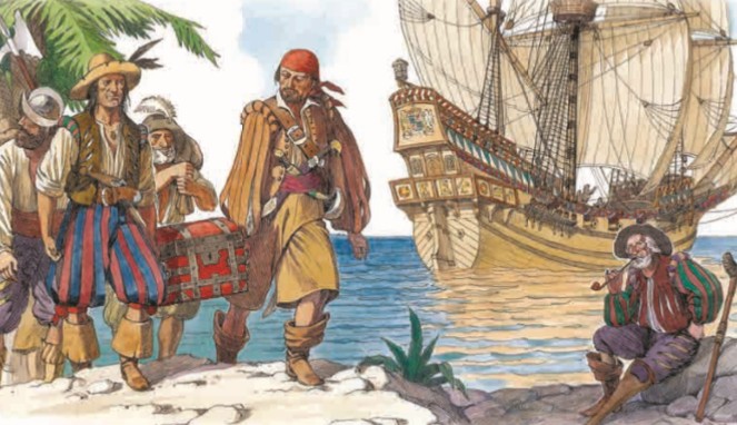 Пираты прячут сундук с сокровищами
