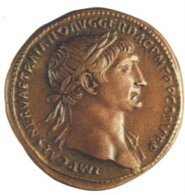 Бронзовый сестерций с изображением императора Траяна