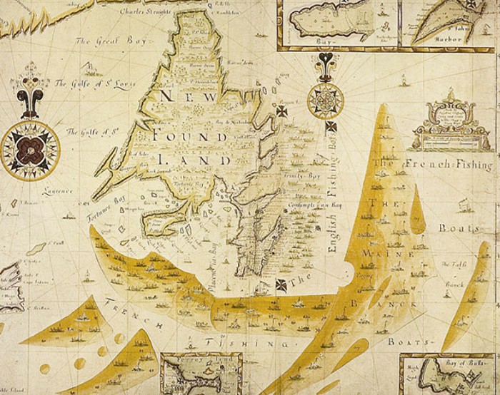 Карта острова Ньюфаундленд и рыбной банки. 1693 г.