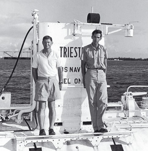Дон Уолш и Жак Пиккар на борту лодки «Триест»