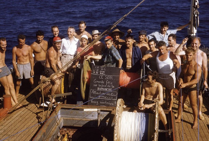 Команда Кусто на палубе корабля «Калипсо»