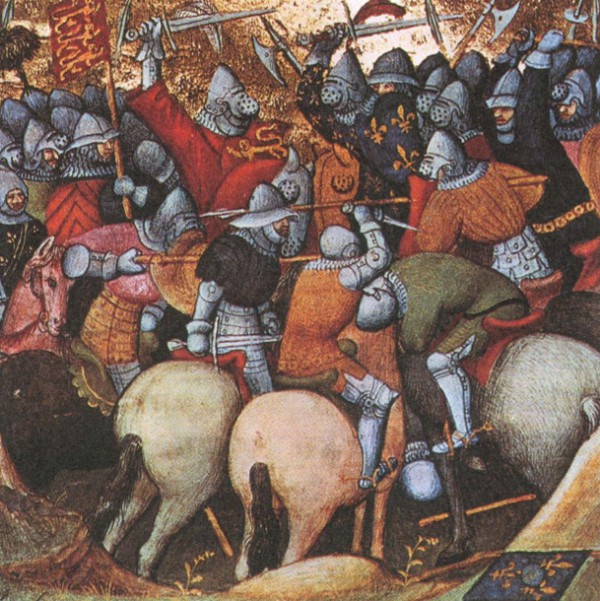 Сражение периода Столетней войны. Миниатюра. XV в.