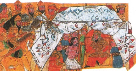 Пленник в палатке у хана. Персидская миниатюра. XIV в.