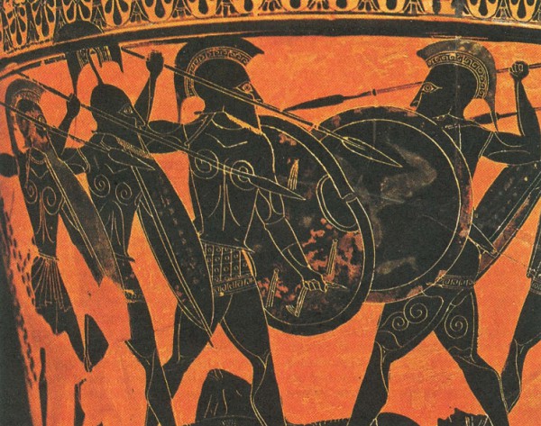 Столкновение фаланг. Изображение на древнегреческом сосуде