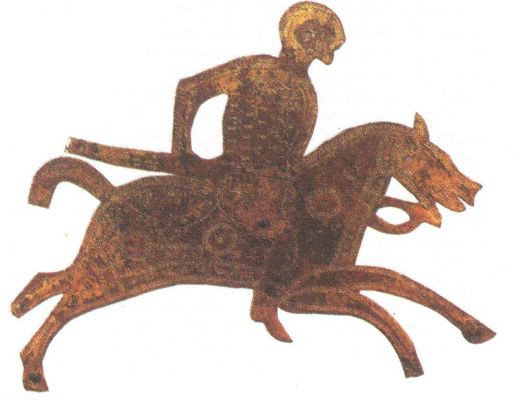 Пластина с изображением конного варварского воина. VII в.