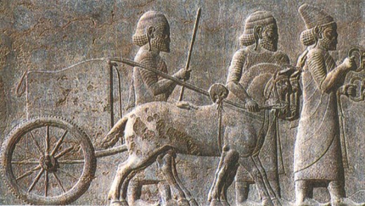 Рельеф из Персеполя с изображением боевой колесницы