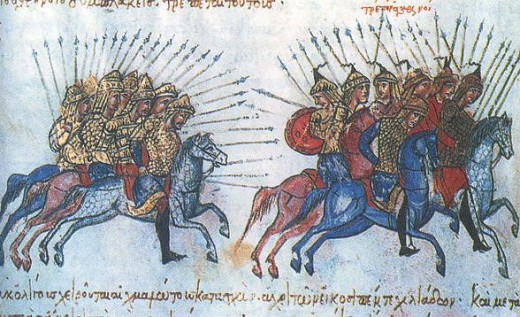 Византийские воины преследуют арабов