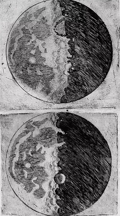 рисунок Луны из книги Галилея «Звездный вестник»