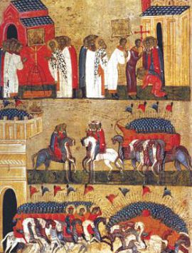 Битва новгородцев с суздальцами в 1170 г. Икона XV в.