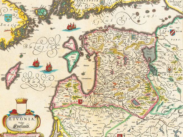 Старинная карта Ливонии