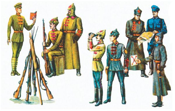 Образцы обмундирования красноармейцев и командиров Красной Армии в 1919—1922 гг.