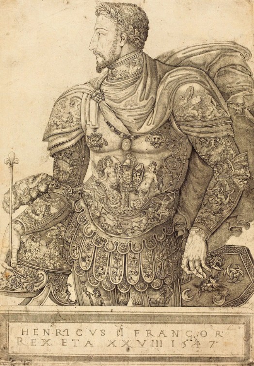 Н. делла Каза. Портрет Генриха II. Гравюра. 1547 г. 