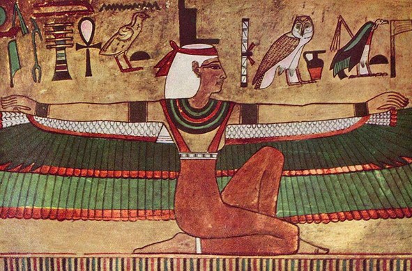 Исида. Расписанный рельеф из гробницы Сети I в Долине царей. XIX династия