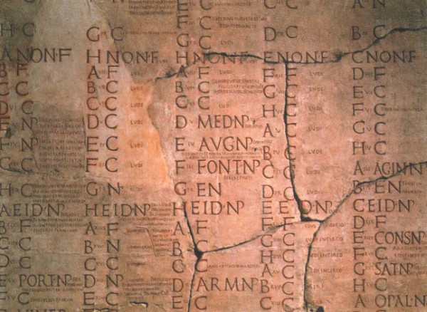 Фрагмент римского календаря