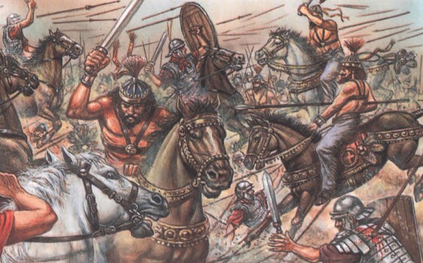 Римляне пытаются сдержать нападение варваров