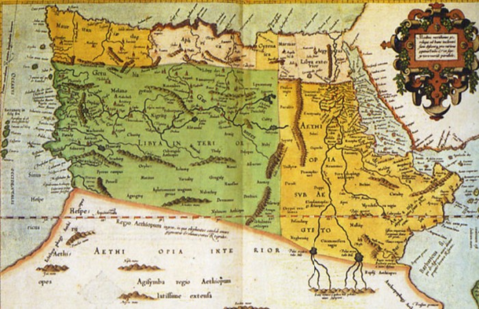 Представление об истоках Нила на старой карте
