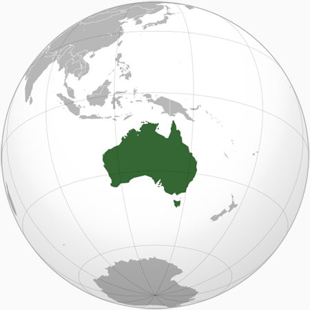 Австралия на глобусе мира