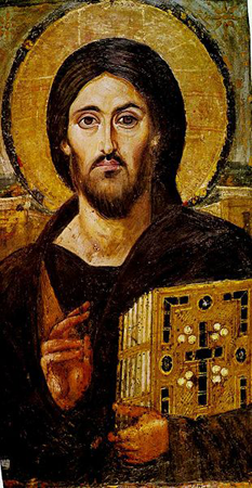 Христос Вседержитель - одна из древнейших икон Христа,  VI век, монастырь Святой Екатерины