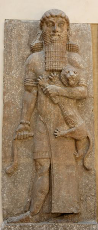 Лепка, изображающая сцену из поэмы о Гильгамеше, дворец Саргона II, около 710 года до н.э.