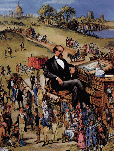 На картине Ч. Диккенс изображен в окружении своих героев