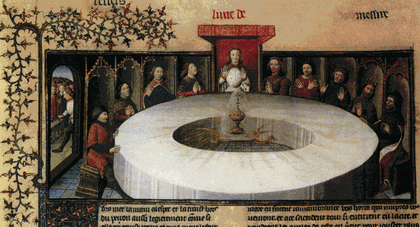 На манускрипте XIV в. изображены рыцари Круглого стола