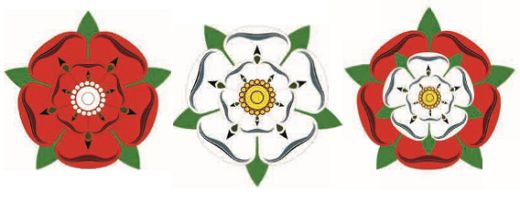 Эмблемы Ланкастеров и Йорков — алая и белая розы