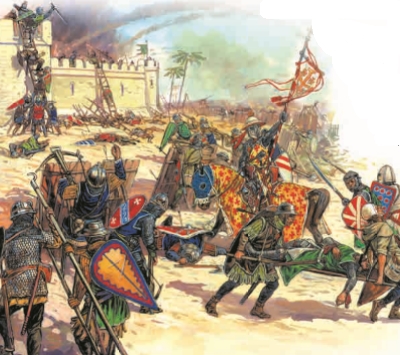 Крестоносцы упорно штурмовали неприступные стены Иерусалима