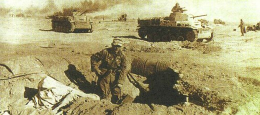 Немецкие солдаты и танки под крепостью Тобрук