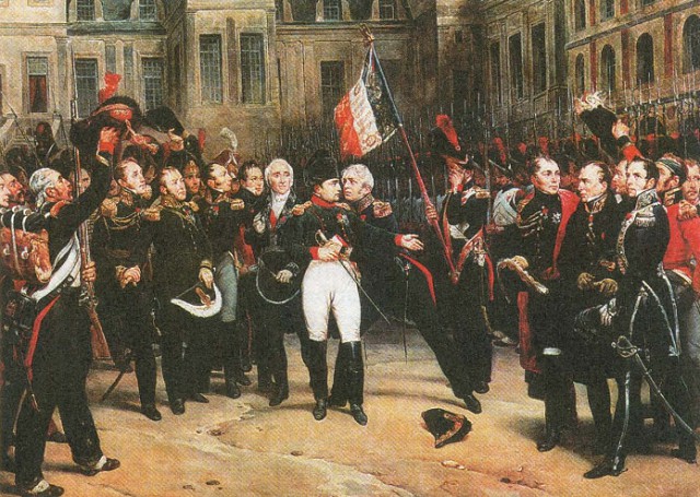 Наполеон перед гвардией в Фонтенбло. 1814 г.