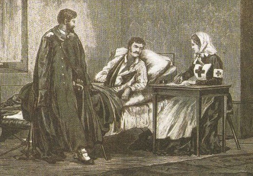 В госпитале. Литография. 1878 г.
