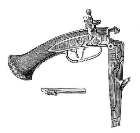 Казнозарядный кремневый пистолет XVII века