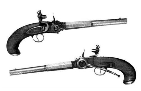 Пара штучных многозарядных кремневых ударных пистолетов тульского мастера Ивана Полина, 1782 г.