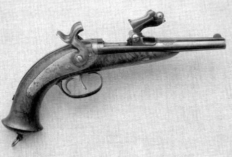 Двуствольный казнозарядный пистолет с откидными вверх затворами работы Н.И. Гольтякова. Тула, 80-е годы XIX века
