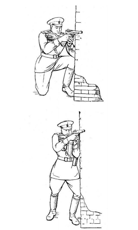 Предлагавшиеся наставлениями приемы стрельбы из АПС с примкнутой кобурой-прикладом