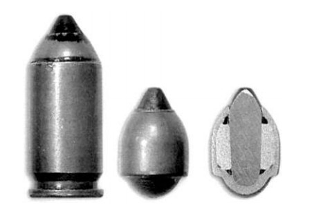 Патрон 7Н25 — общий вид патрона, пуля и разрез пули